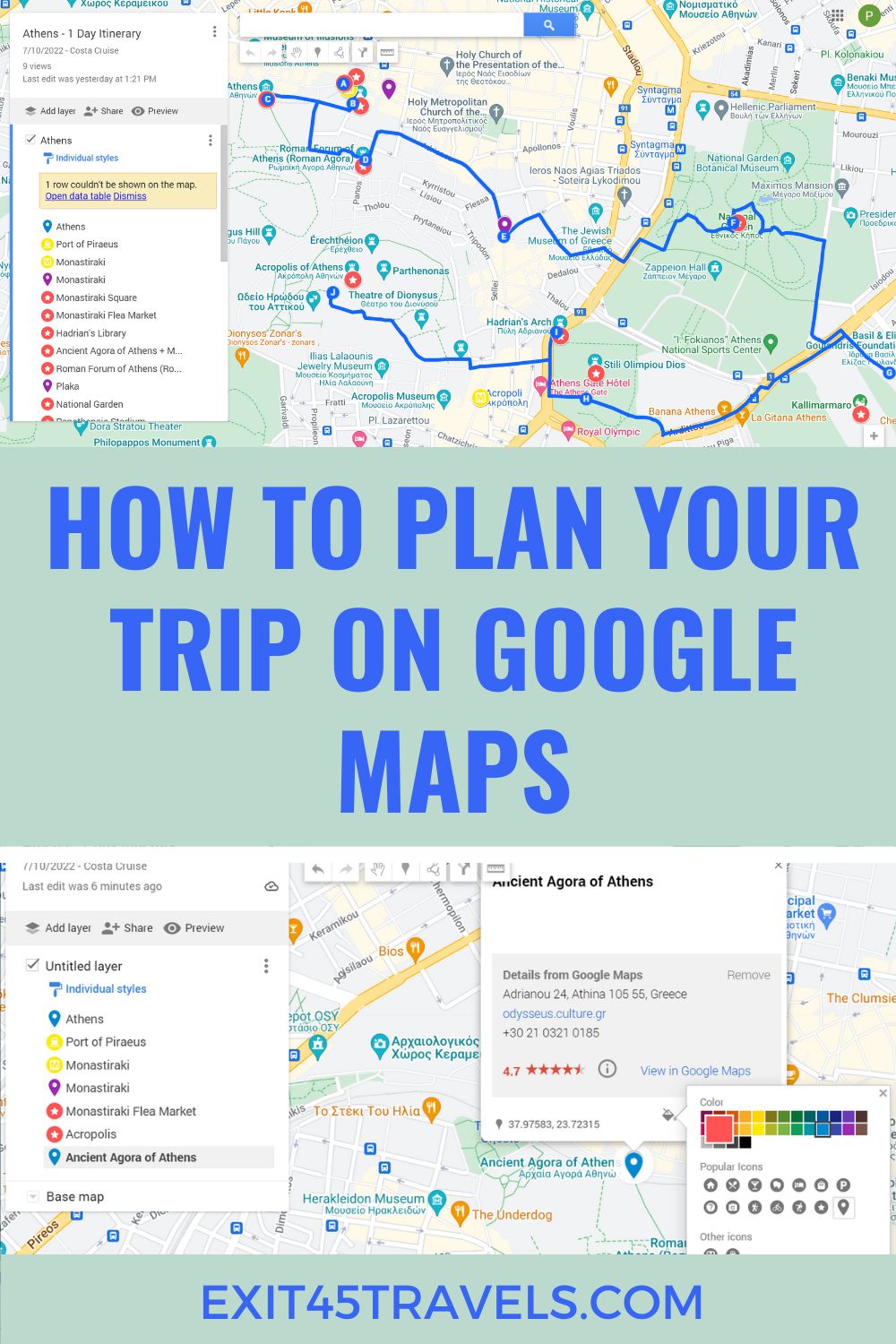 google maps travel plans