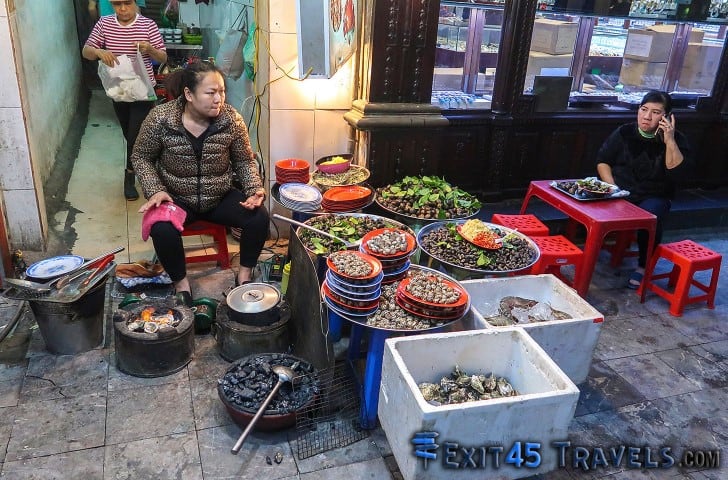 Vietnam Seafood Street Stall selling various shellfish. Vietnam is one of the best countries to visit in October.