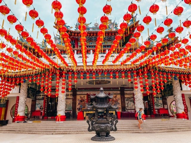 the biggest asia festival is chinese new year. this is the Thean-Hou-Temple-in kuala lumpur